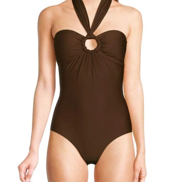 Dkny Women’s Brown One-Piece Halterneck Swimsuit